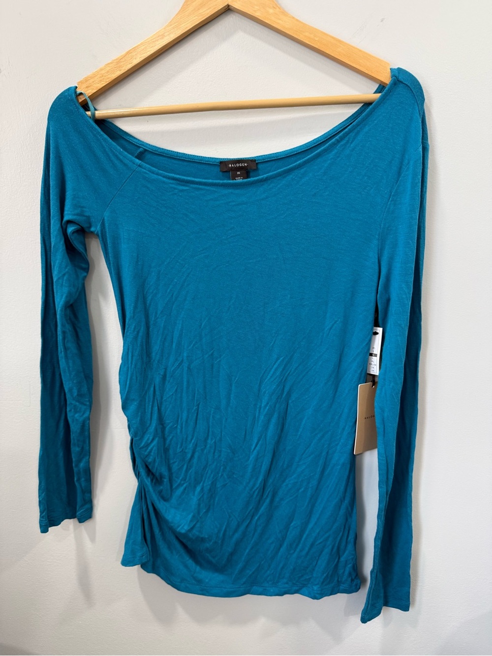Halogen Teal Long-Sleeve Scoop Neck Top Women’s Small NWT !
